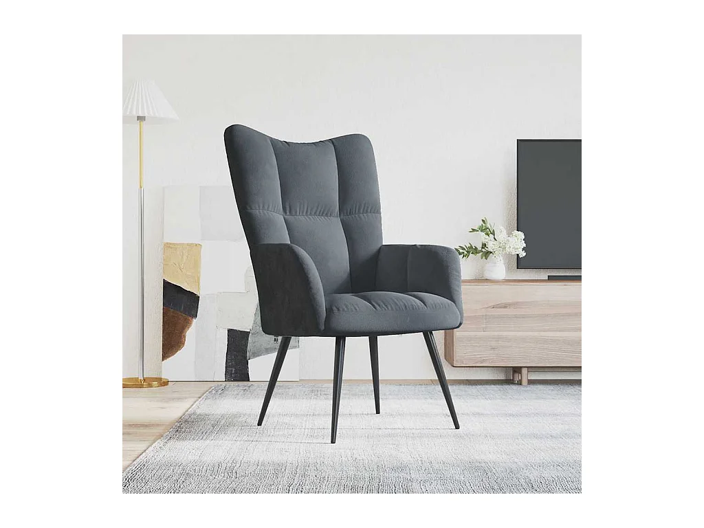 Sillón de relax | Silla de relax de terciopelo gris oscuro SHL2994