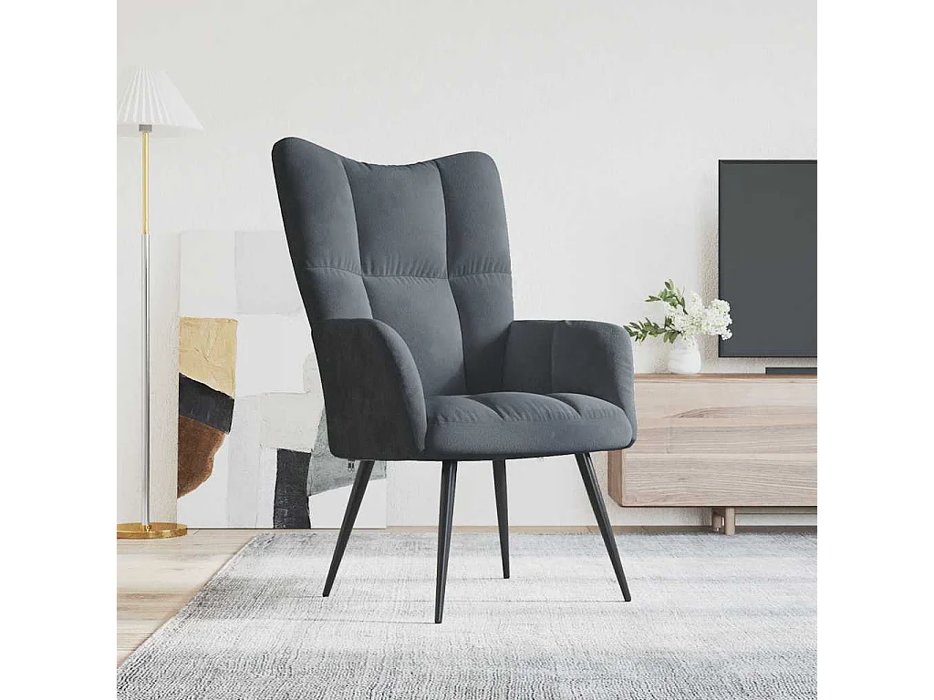 Relaxsessel | Lounge Sessel Dunkelgrau Samt SHL16408