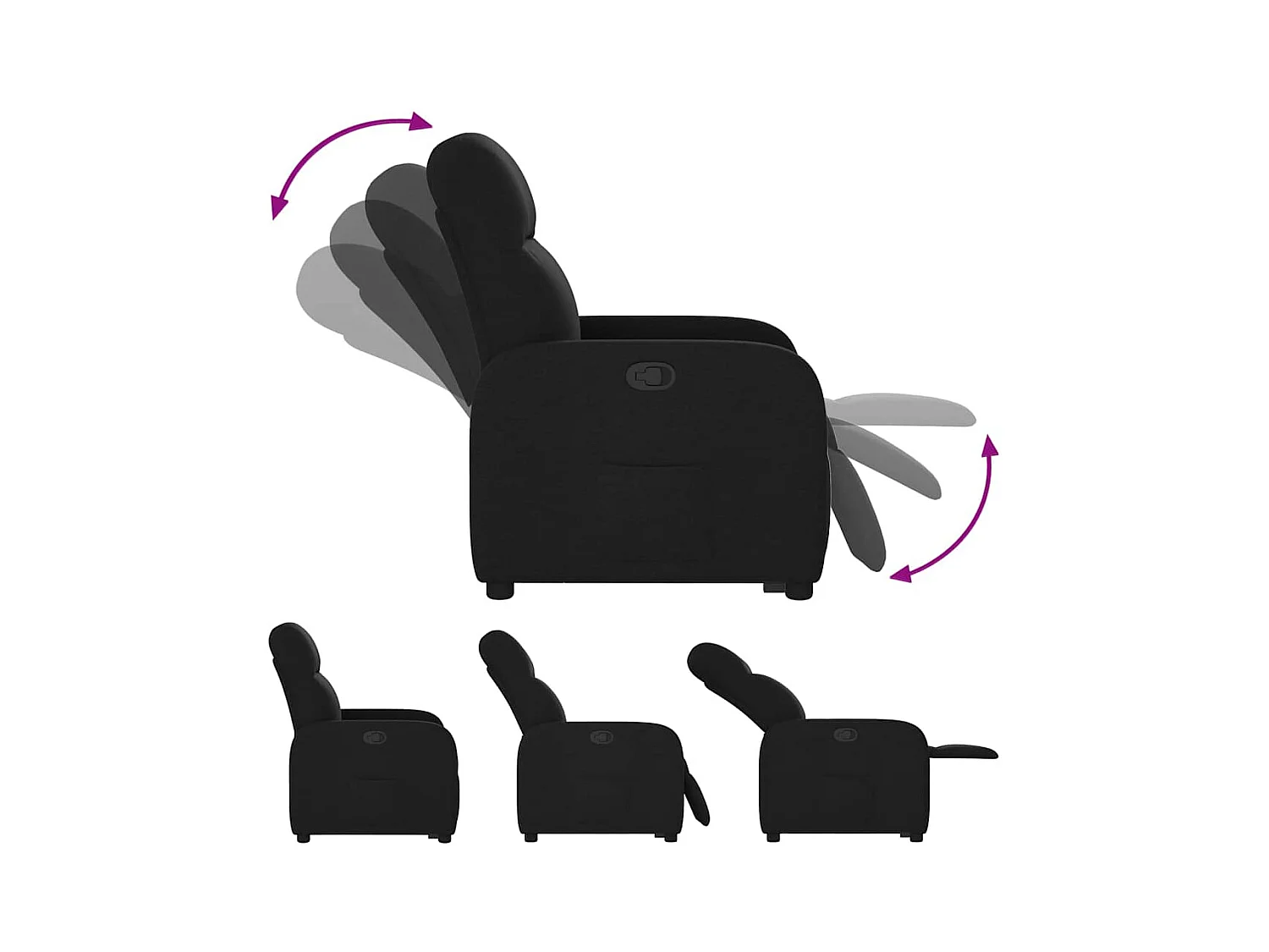 Sillón de relax | Silla | Sillón reclinable elevable tela negro SHL6645