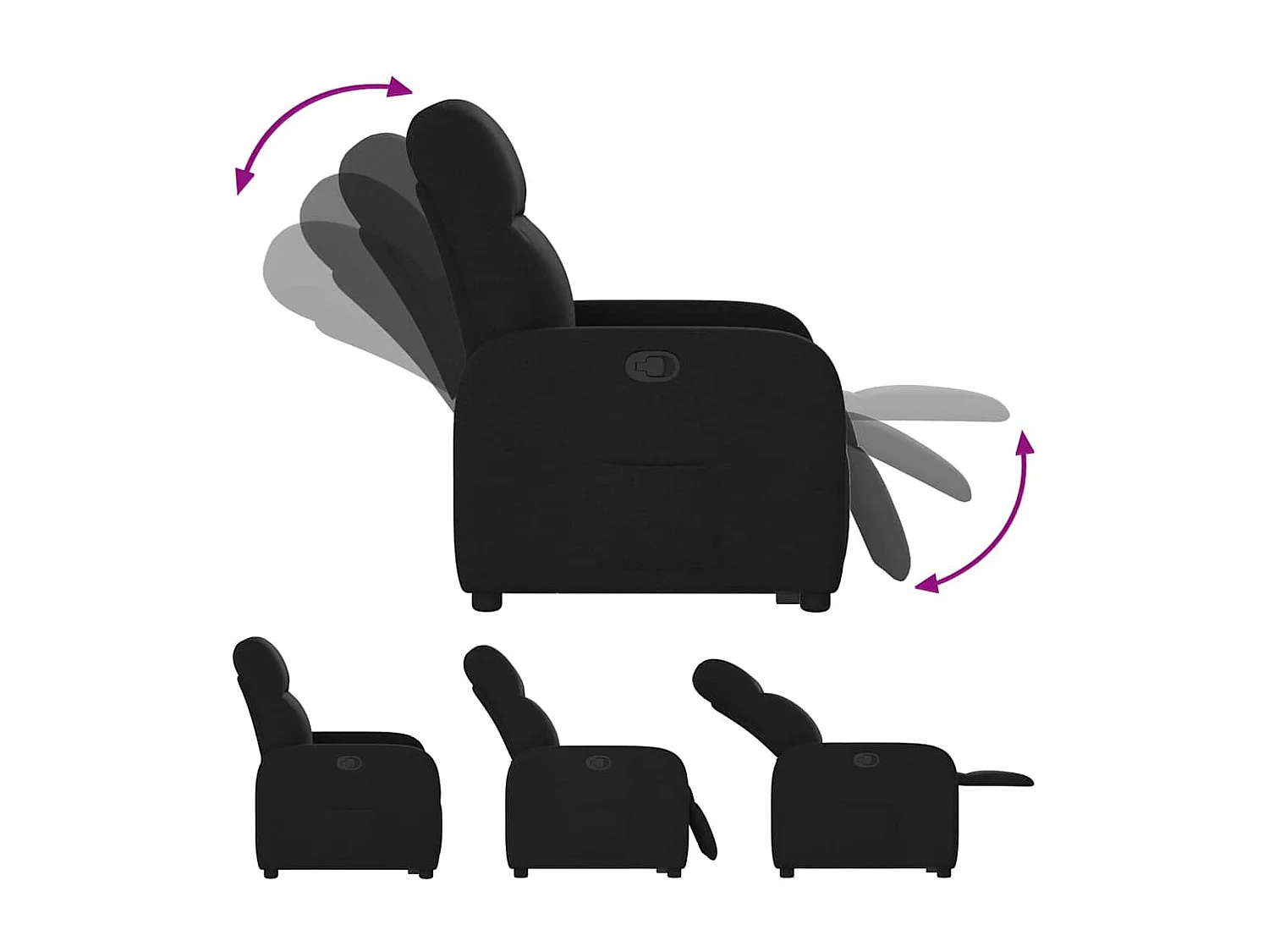 Fauteuil inclinable-Chaise de relax-Fauteuil TV noir tissu SHL3321