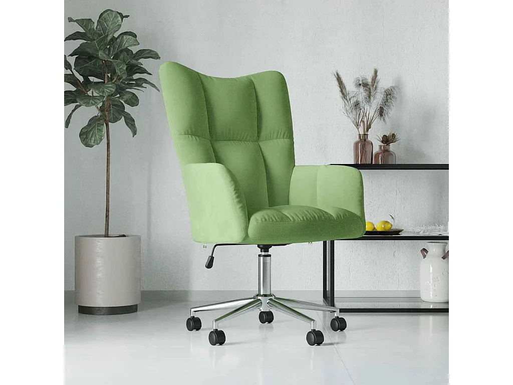 Chaise de relaxation-Fauteuil de bureau Vert clair Velours SHL3227