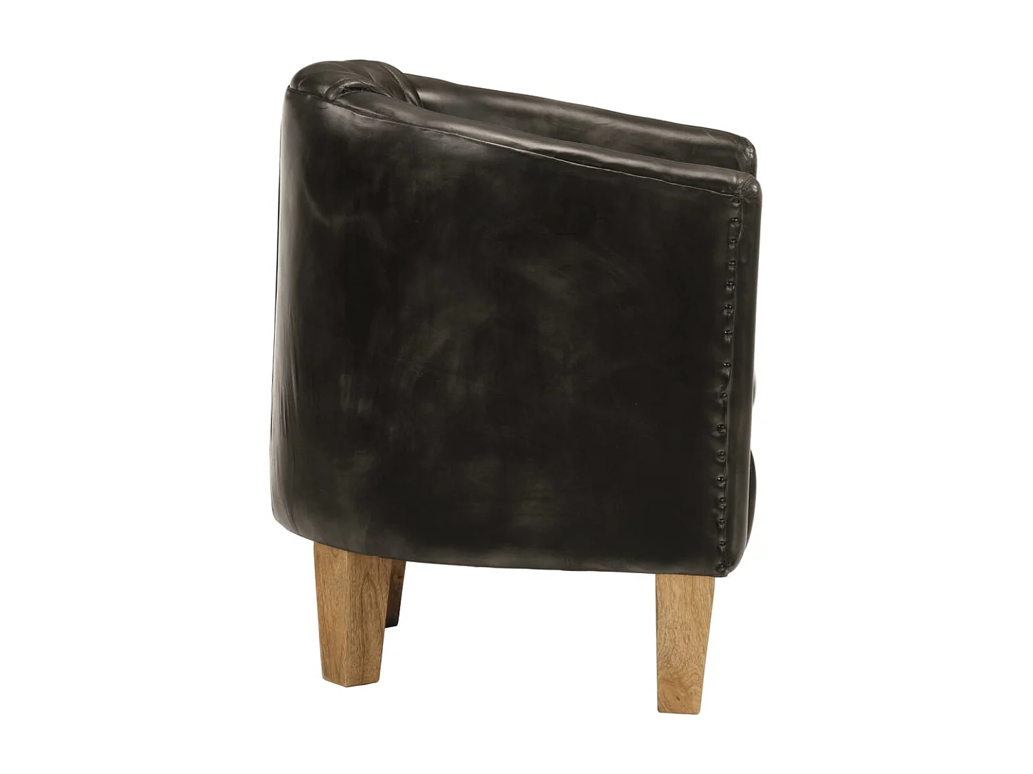 Fauteuil de Salon-Chaise cabriolet gris cuir véritable SHL5063