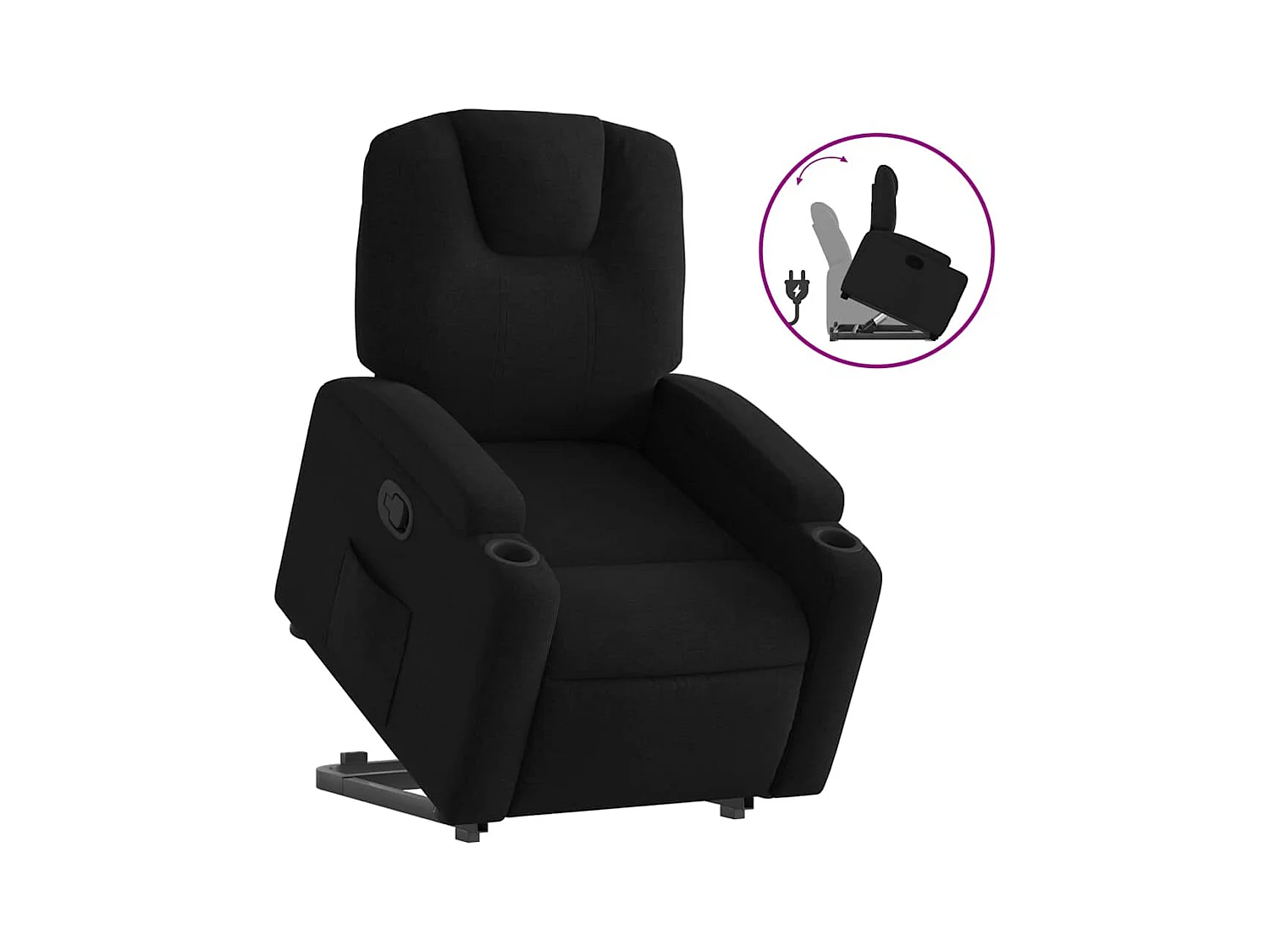 Sillón de relax | Silla | Sillón reclinable elevable tela negro SHL7062