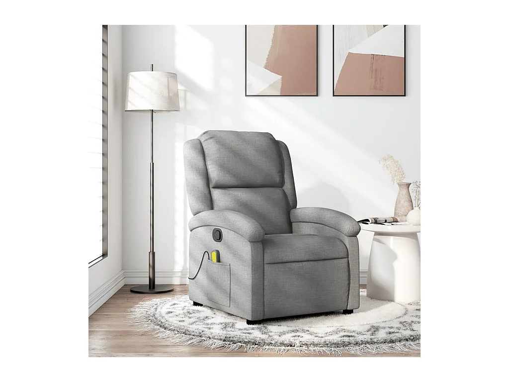 Sillón de relax | Sillón reclinable de masaje de tela gris claro SHL6053