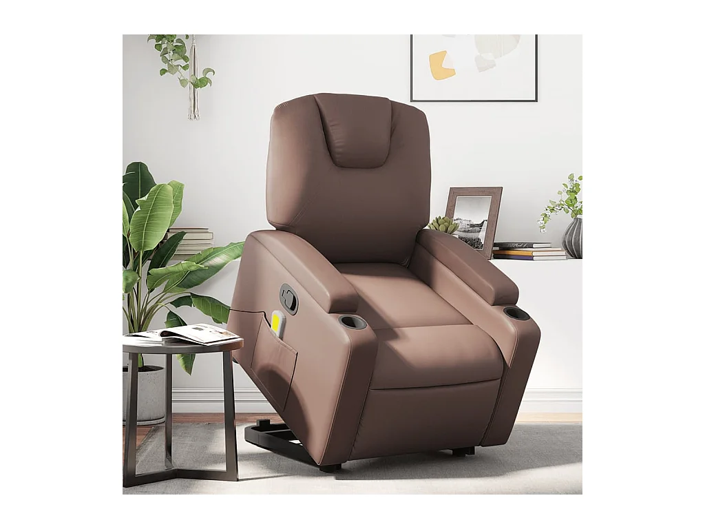 Fauteuil inclinable-Chaise de relax-Fauteuil de Massage Marron Similicuir SHL1083