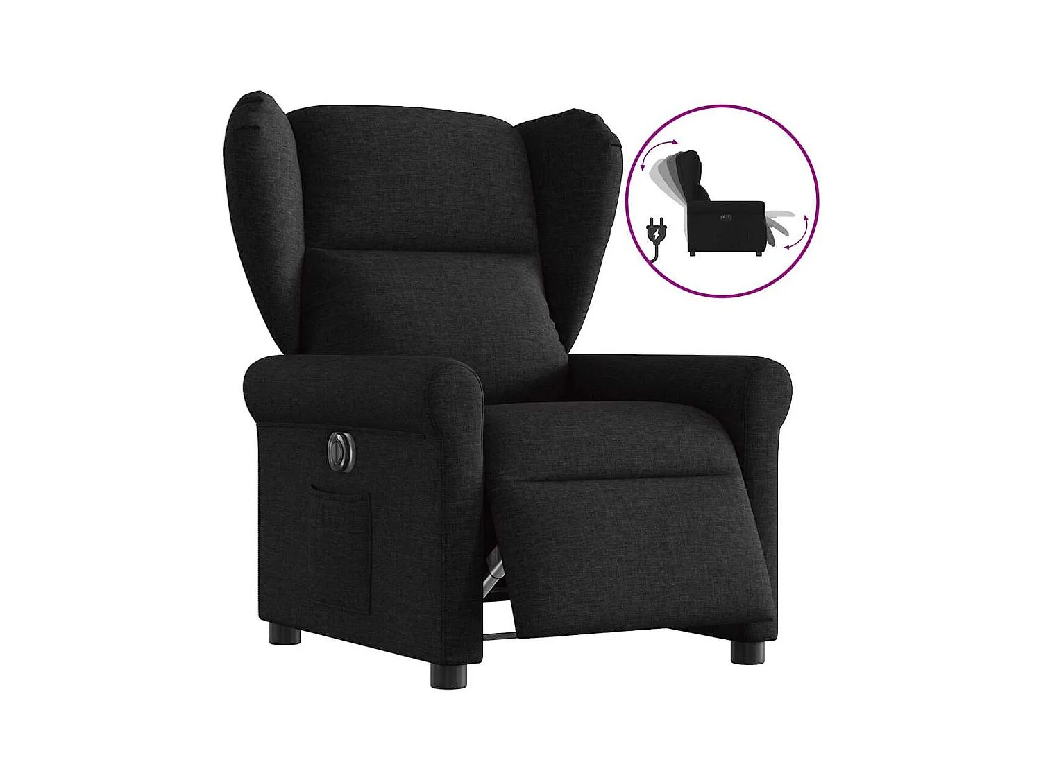 Sillón de relax | Silla | Sillón reclinable eléctrico de tela negro SHL3454