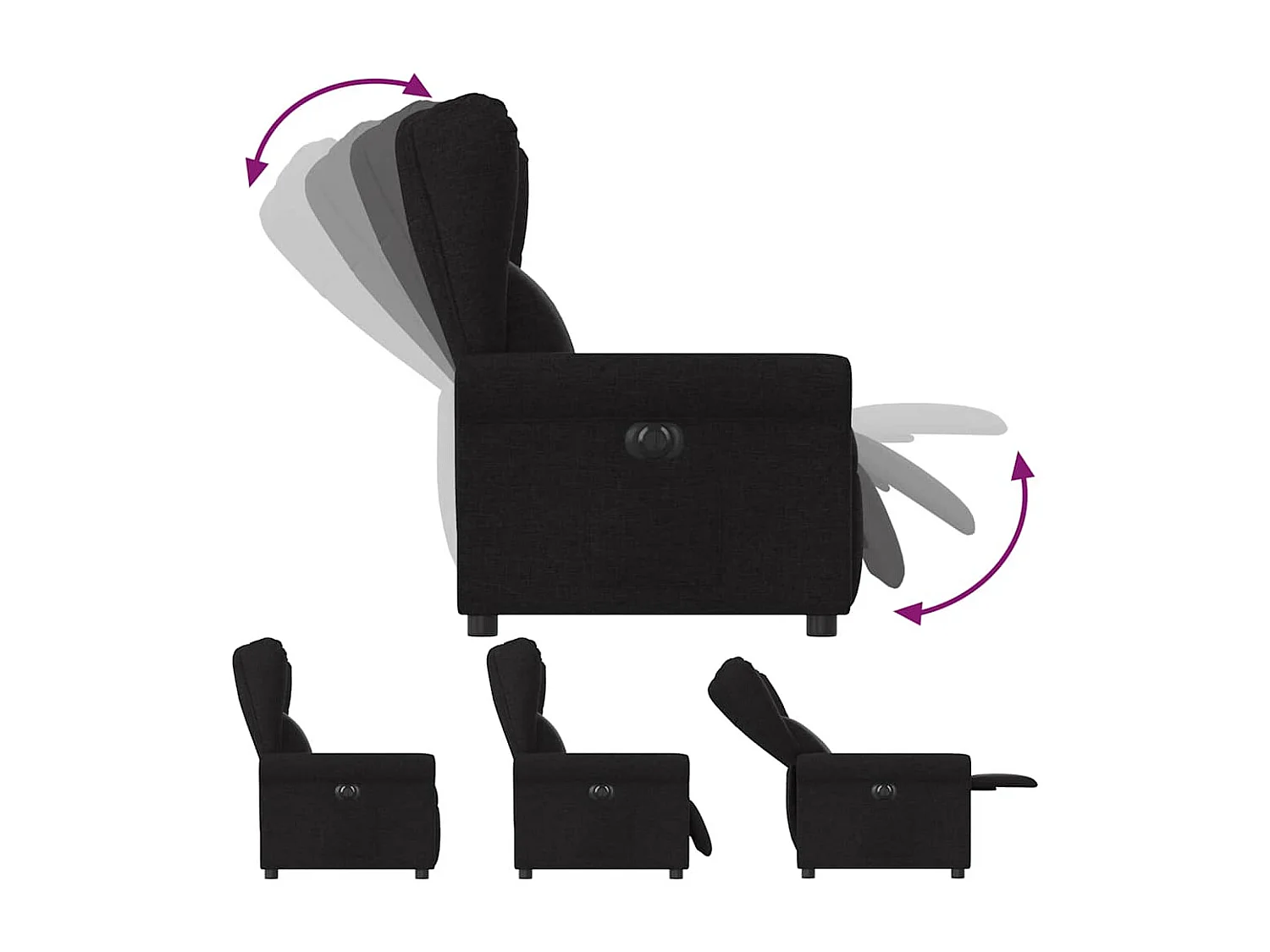Fauteuil inclinable électrique-Chaise de relax-Fauteuil TV Noir Tissu SHL3739