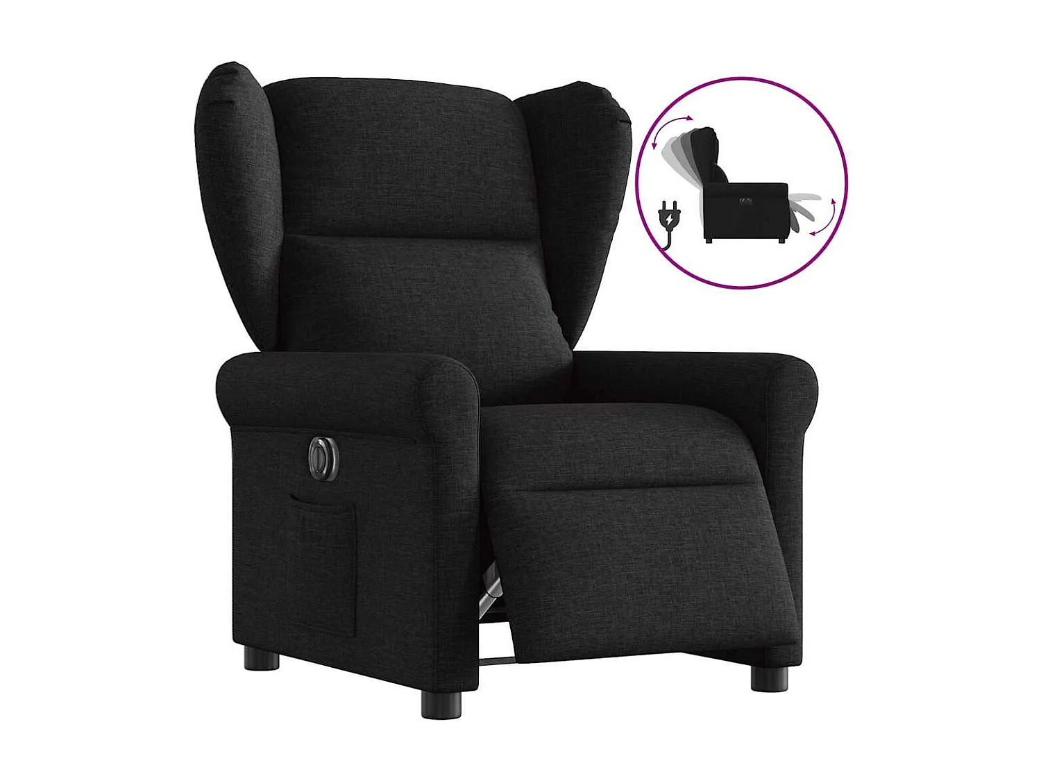 Fauteuil inclinable électrique-Chaise de relax-Fauteuil TV Noir Tissu SHL3739