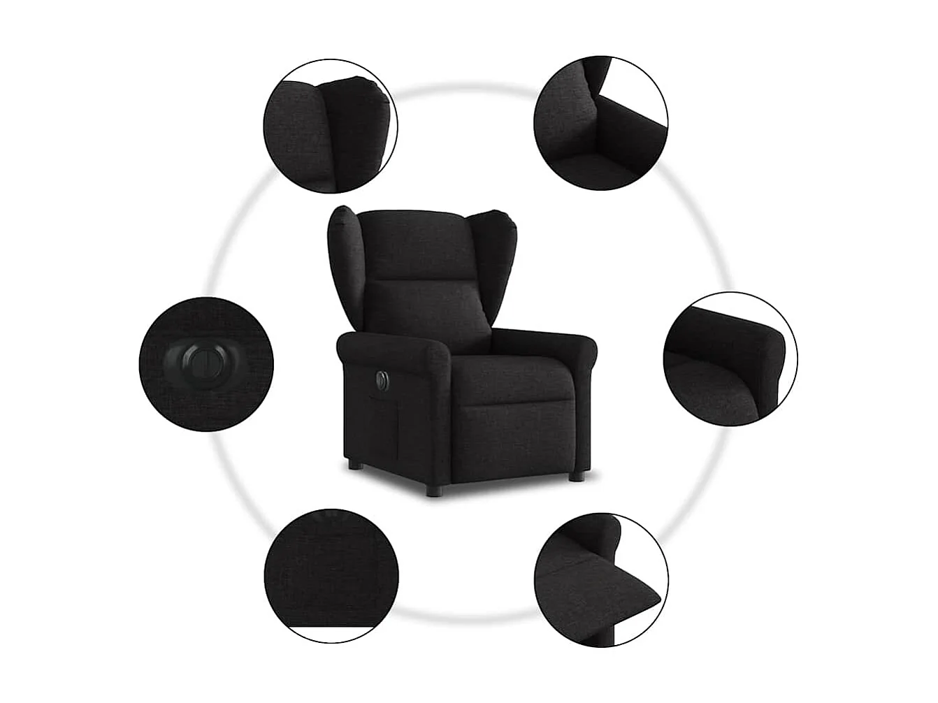 Fauteuil inclinable électrique-Chaise de relax-Fauteuil TV Noir Tissu SHL3739