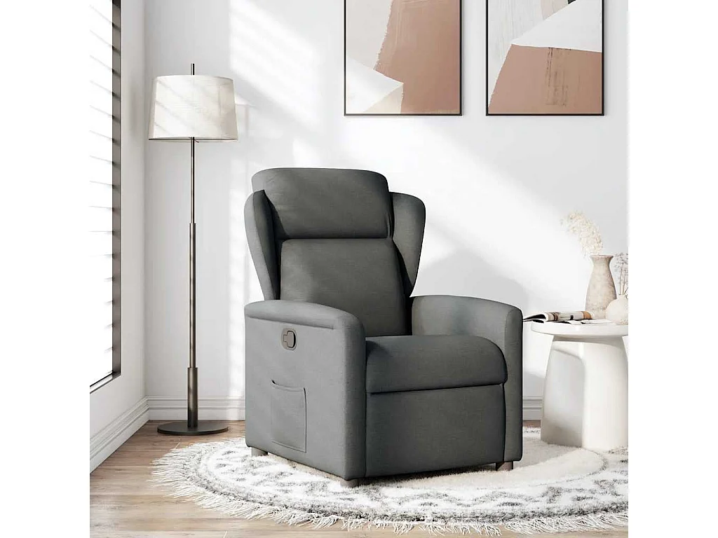 Fauteuil inclinable-Chaise de relax-Fauteuil TV Gris foncé Tissu SHL2968