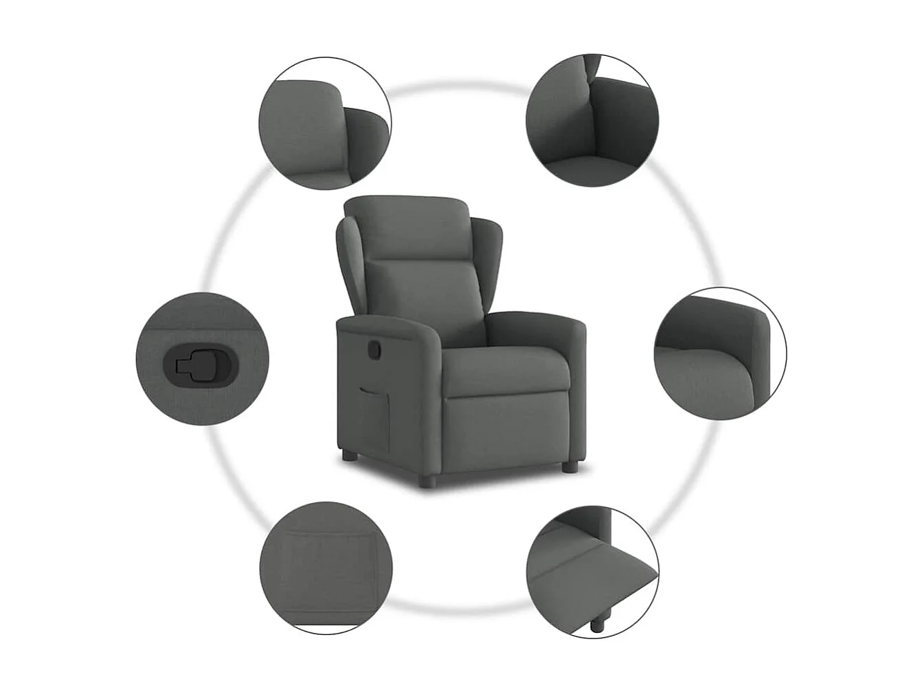 Fauteuil inclinable-Chaise de relax-Fauteuil TV Gris foncé Tissu SHL2968