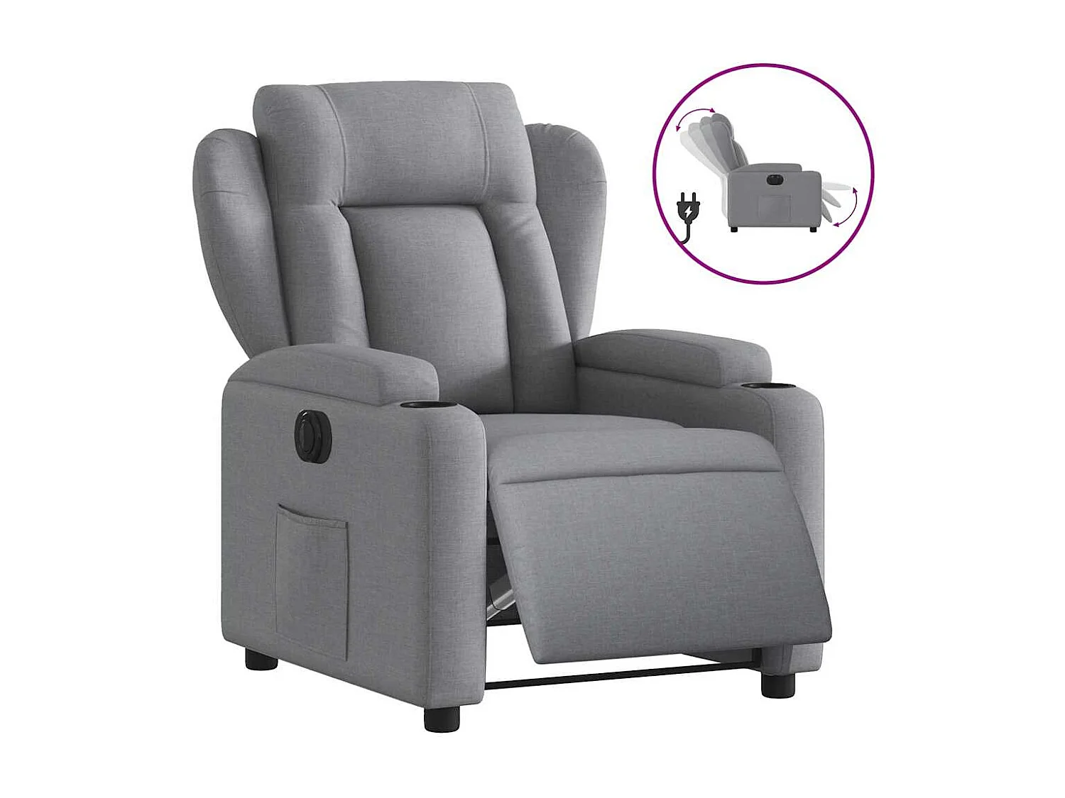Fauteuil inclinable électrique-Chaise de relax-Fauteuil salon Gris clair Tissu SHL3688