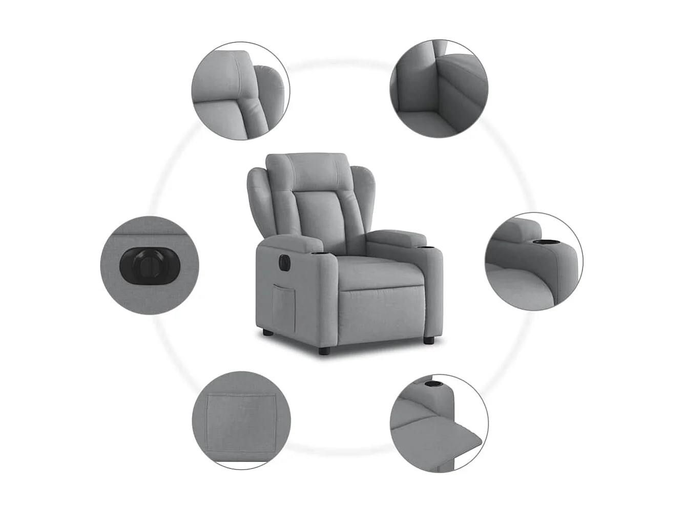 Fauteuil inclinable électrique-Chaise de relax-Fauteuil salon Gris clair Tissu SHL3688