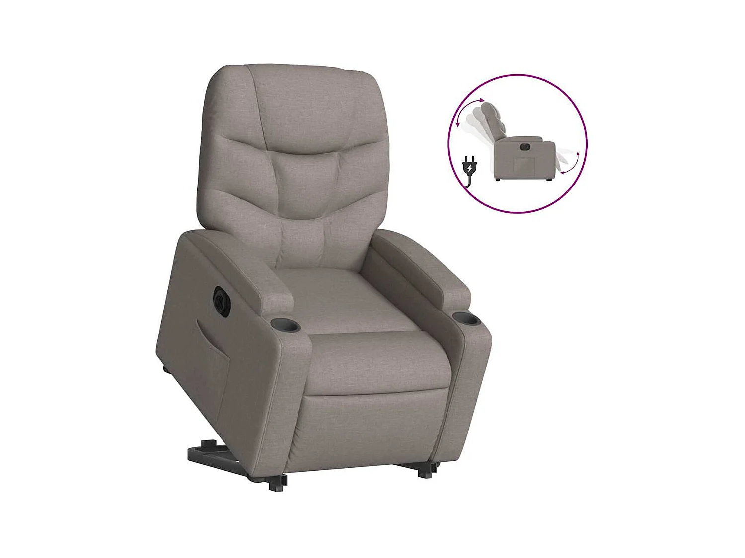 Silla de relax | Sillón eléctrico reclinable elevable de tela gris taupe SHL9306