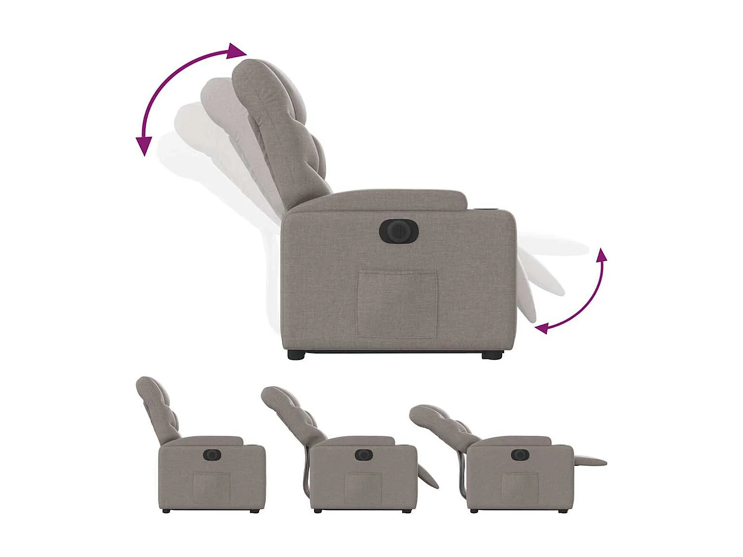 Silla de relax | Sillón eléctrico reclinable elevable de tela gris taupe SHL9306