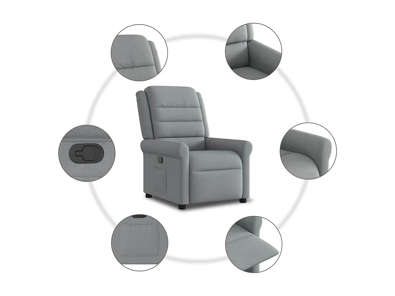 Sillón de relax | Sillón reclinable de tela gris claro SHL5067