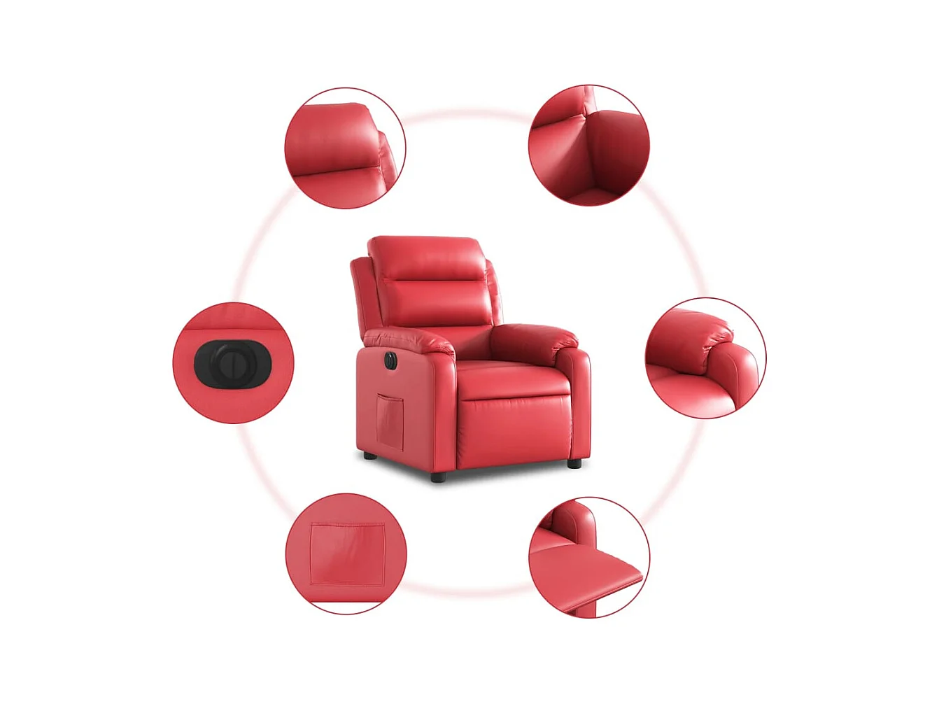 Poltrona Confortável | Poltrona reclinável elétrica couro artificial vermelho SHL89784