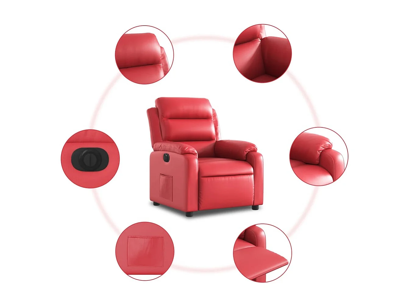 Fauteuil inclinable électrique-Chaise de relax-Fauteuil salon Rouge Similicuir SHL4451