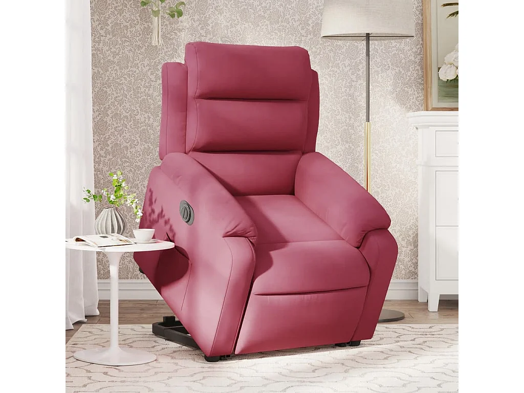 Fauteuil inclinable électrique-Chaise de relax-Fauteuil salon rouge bordeaux velours SHL1703