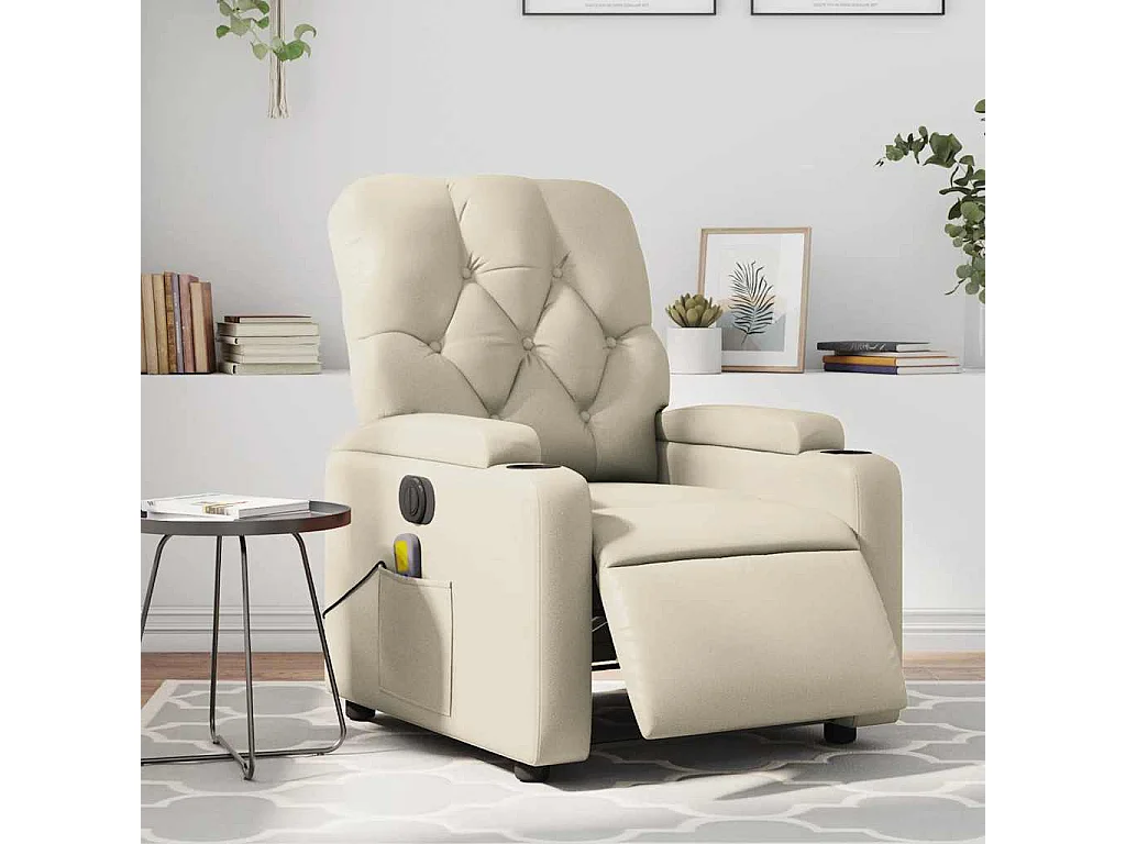Fauteuil inclinable électrique-Fauteuil de massage pour Salon crème similicuir SHL3412