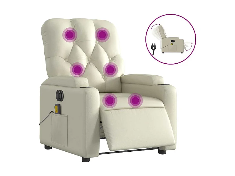 Fauteuil inclinable électrique-Fauteuil de massage pour Salon crème similicuir SHL3412
