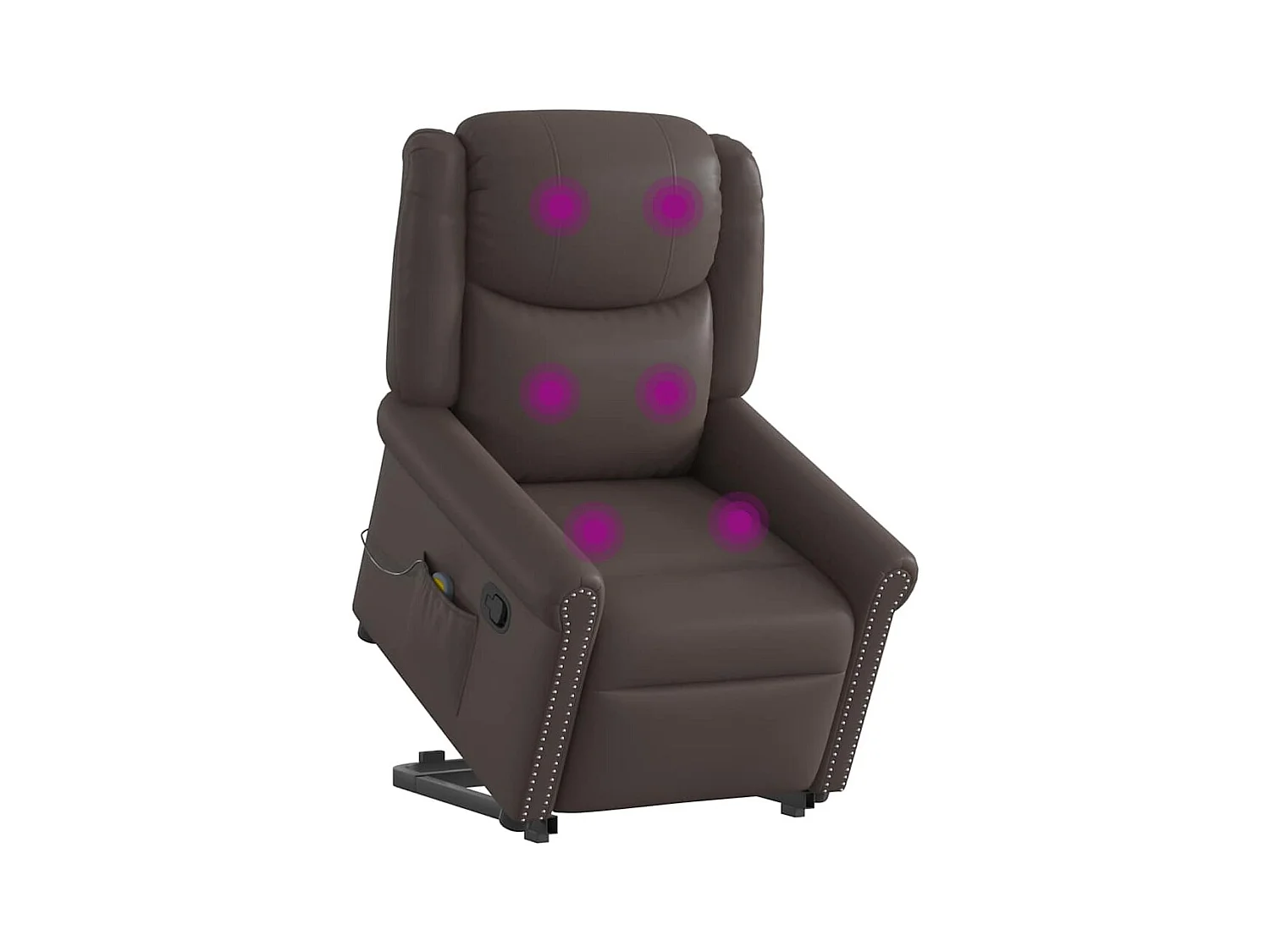 Sillón de relax | Sillón reclinable masaje pie cuero sintético marrón brillante SHL5380
