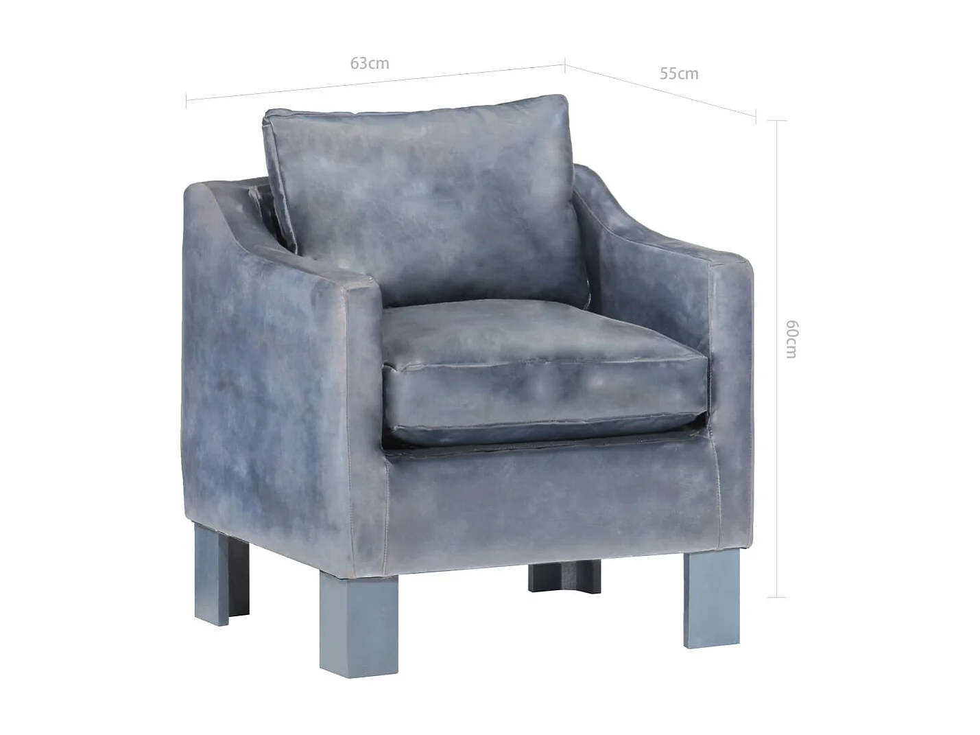Sillón | Silla de cuero auténtico gris SHL9383