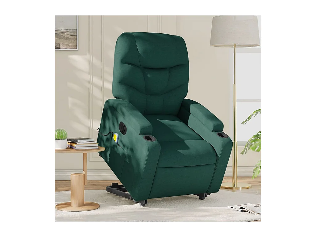 Sillón de salón | Silla | Sillón masaje eléctrico reclinable elevable tela verde oscuro SHL5849