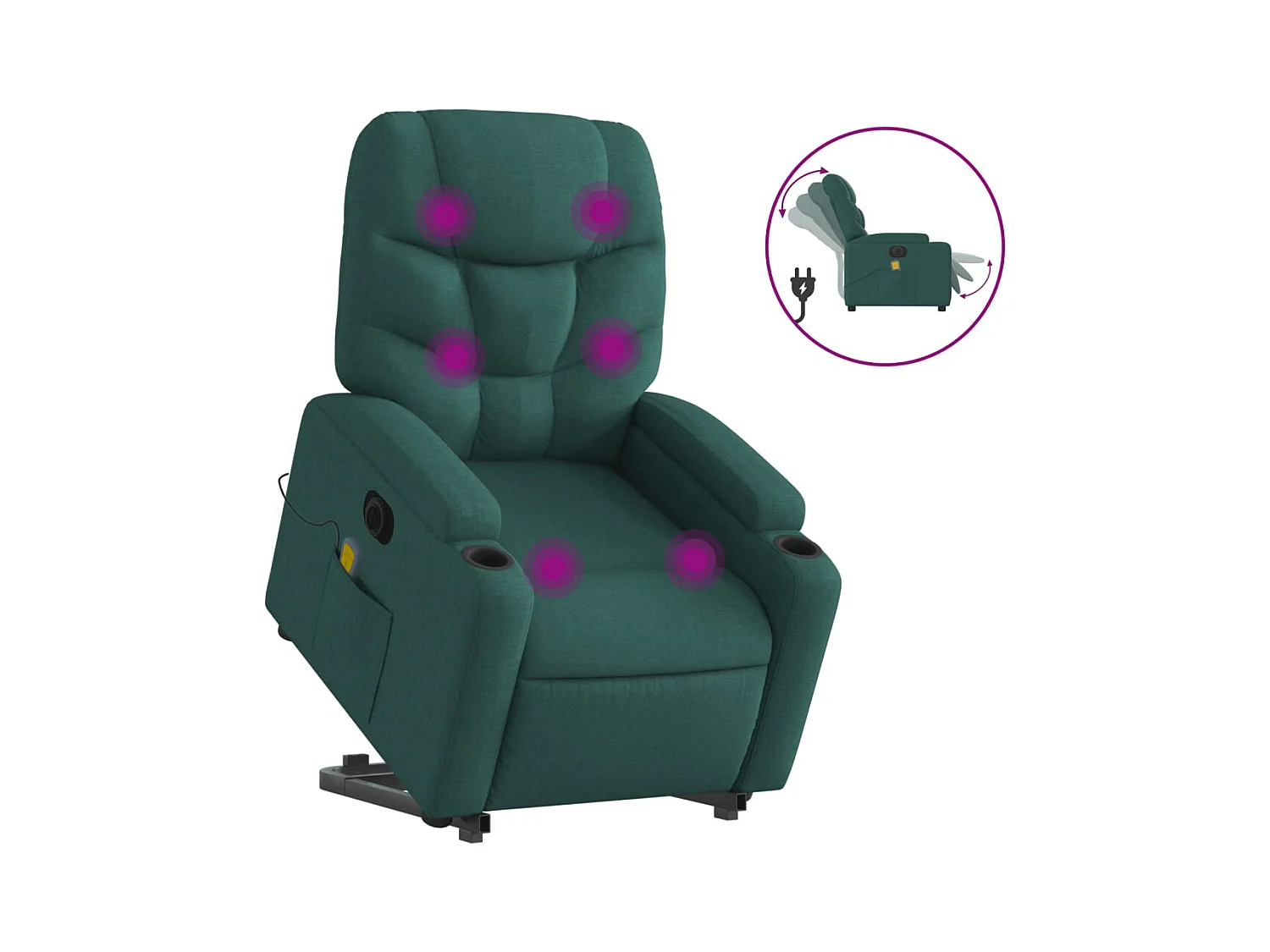 Fauteuil inclinable électrique-Chaise-Fauteuil de Massage Vert foncé Tissu SHL3888