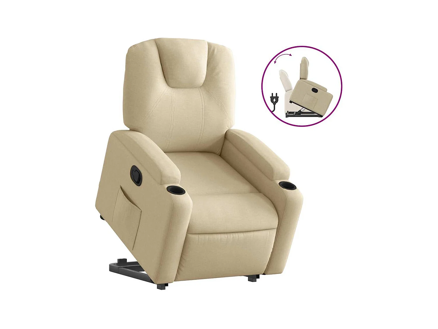 Sillón de relax | Sillón reclinable elevable de tela color crema SHL3828