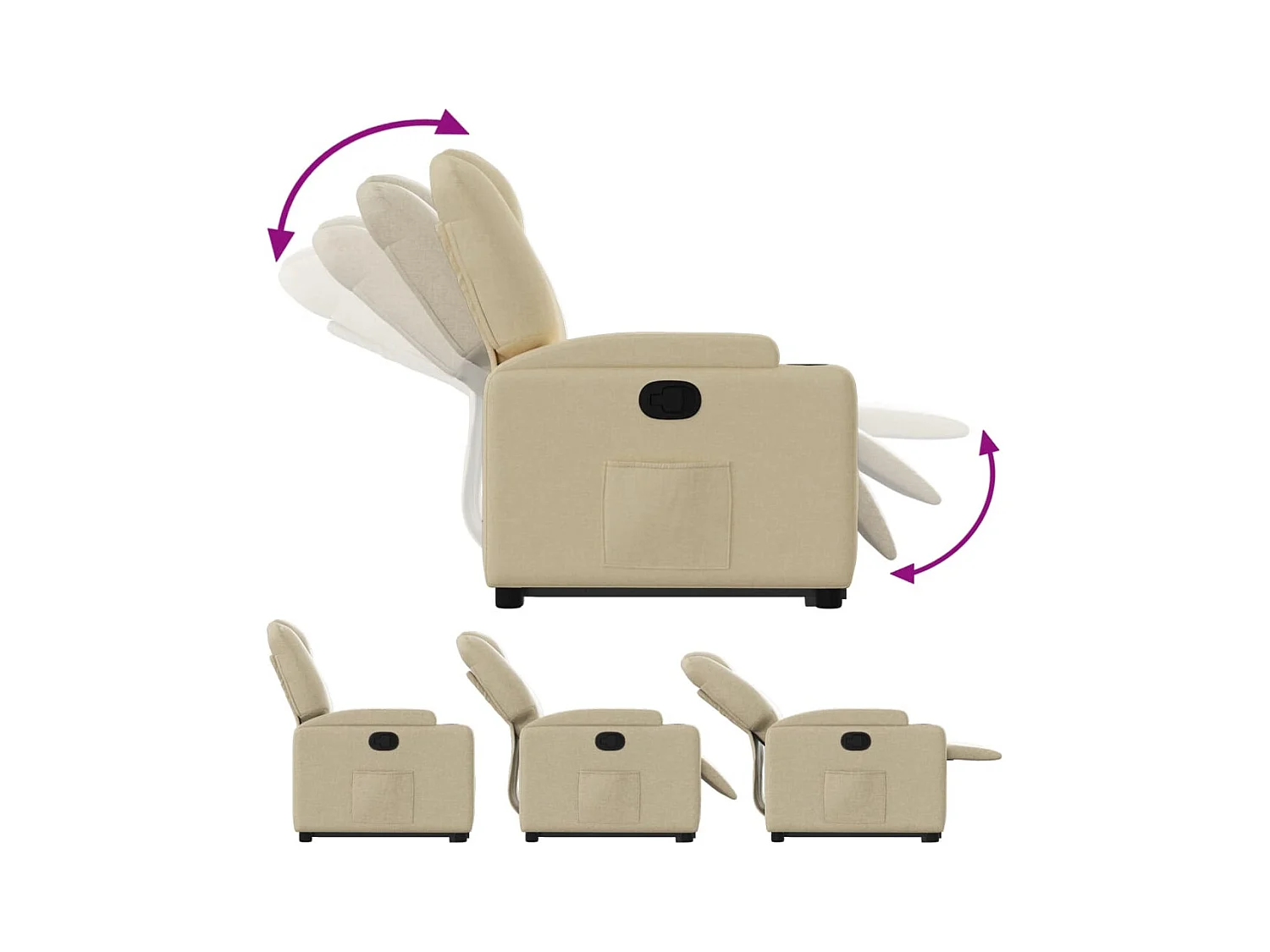 Sillón de relax | Sillón reclinable elevable de tela color crema SHL3828