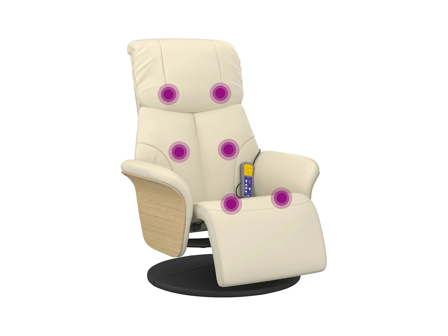 Sillón de relax | Sillón reclinable masaje con reposapiés cuero sintético crema SHL3770