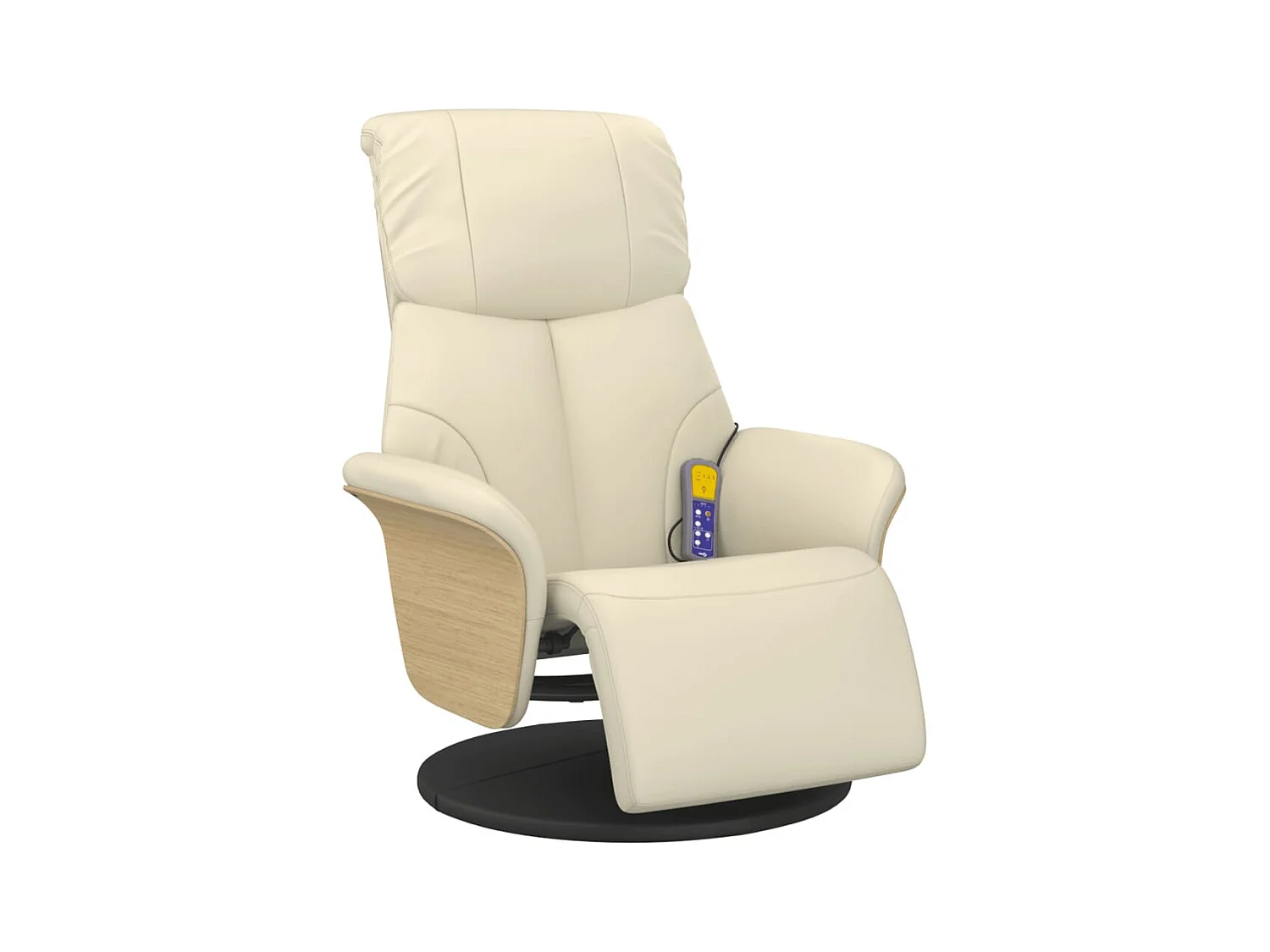 Sillón de relax | Sillón reclinable masaje con reposapiés cuero sintético crema SHL3770