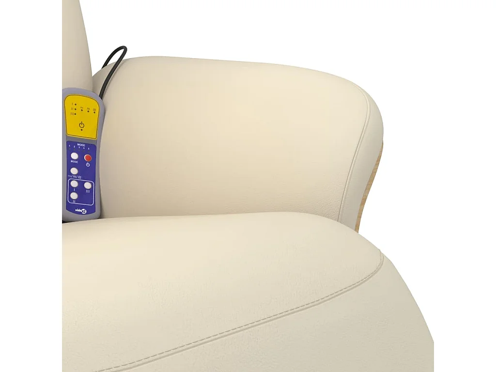 Sillón de relax | Sillón reclinable masaje con reposapiés cuero sintético crema SHL3770