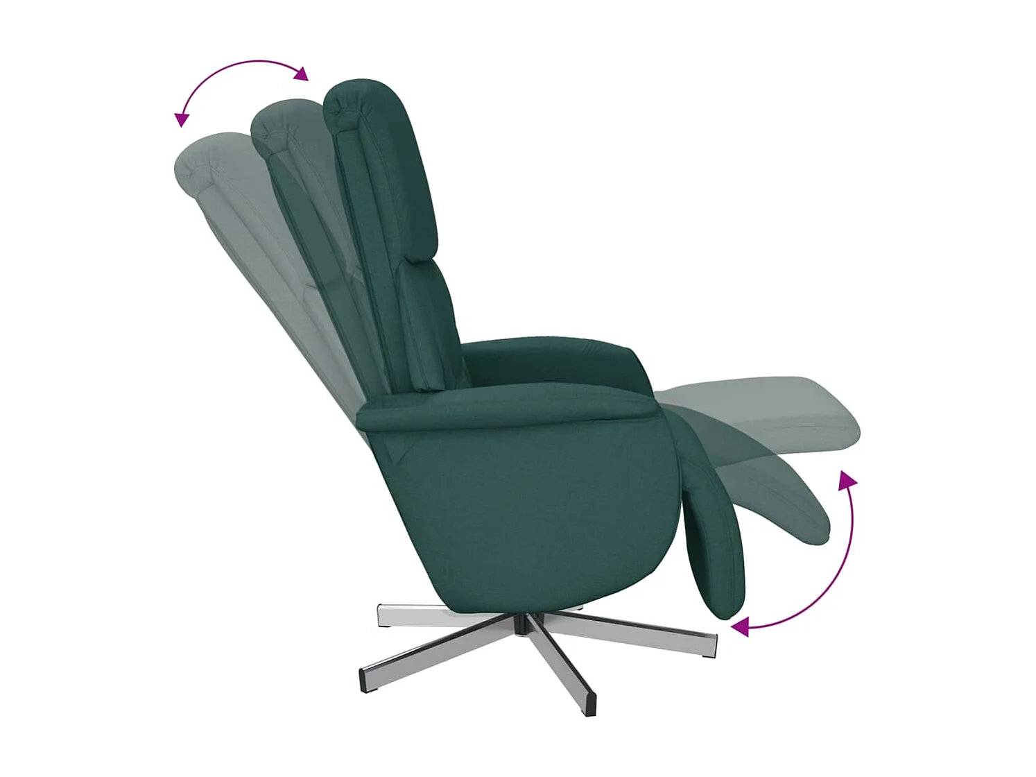 Sillón de relax | Sillón reclinable con reposapiés tela verde oscuro SHL6285