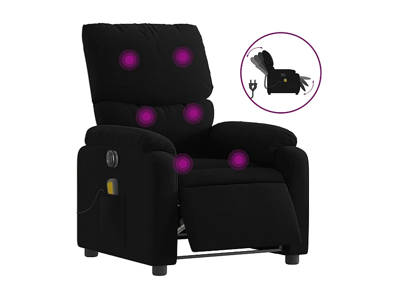 Sillón de relax | Sillón reclinable de masaje eléctrico tela negro SHL4140
