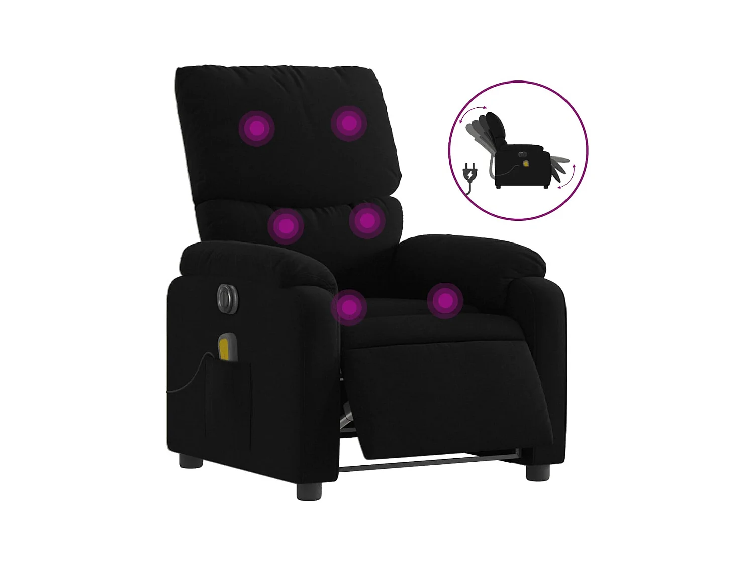 Sillón de relax | Sillón reclinable de masaje eléctrico tela negro SHL4140