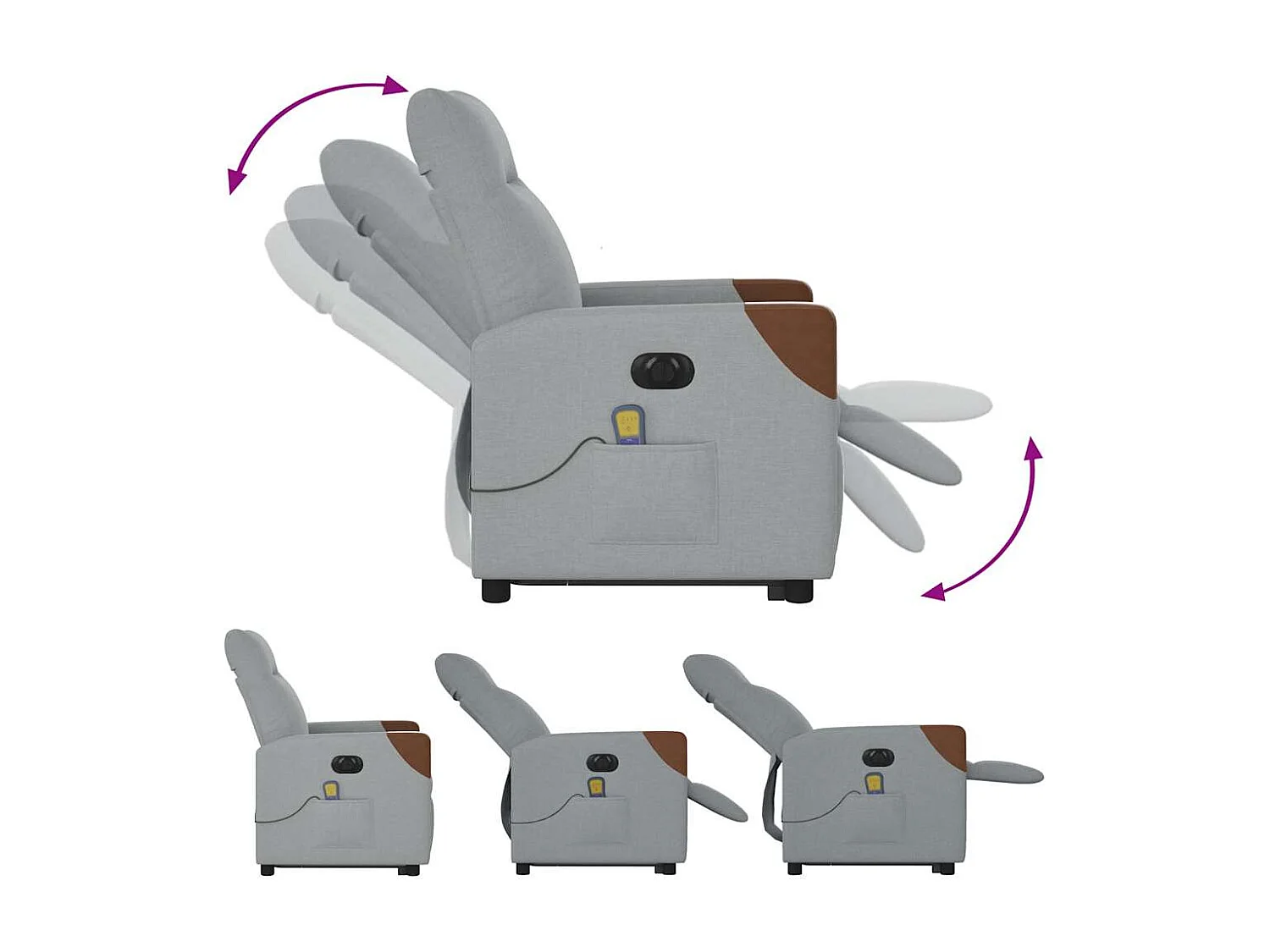 Elektrischer Massagesessel mit Aufstehhilfe Hellgrau Stoff SHL40095