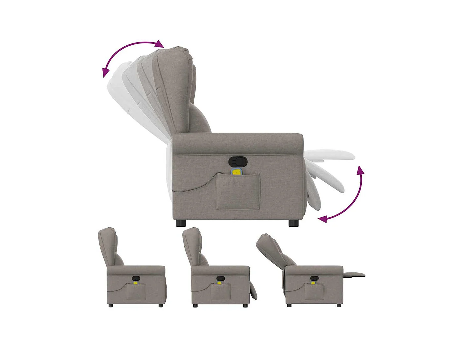 Sillón de salón | Silla | Sillón de masaje reclinable de tela gris taupé SHL4426