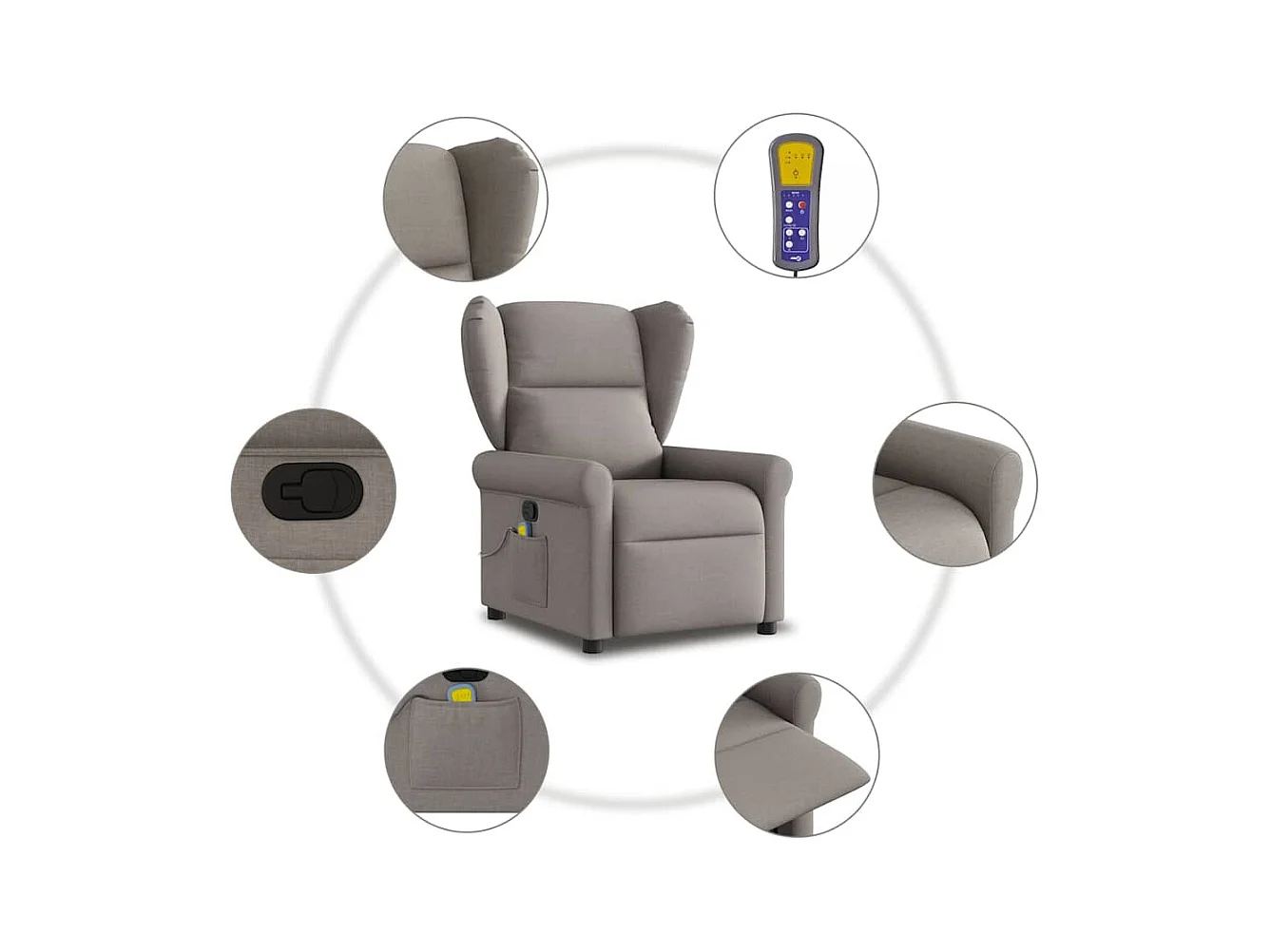 Sillón de salón | Silla | Sillón de masaje reclinable de tela gris taupé SHL4426