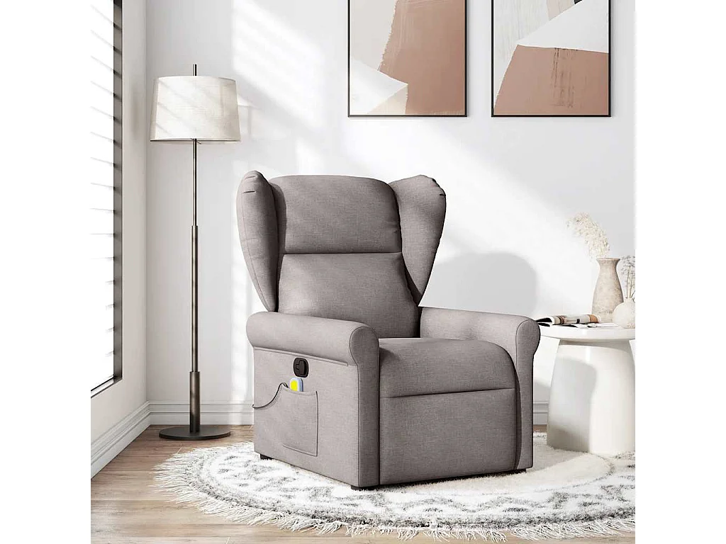 Fauteuil inclinable-Chaise de relax-Fauteuil de Massage Taupe Tissu SHL3334