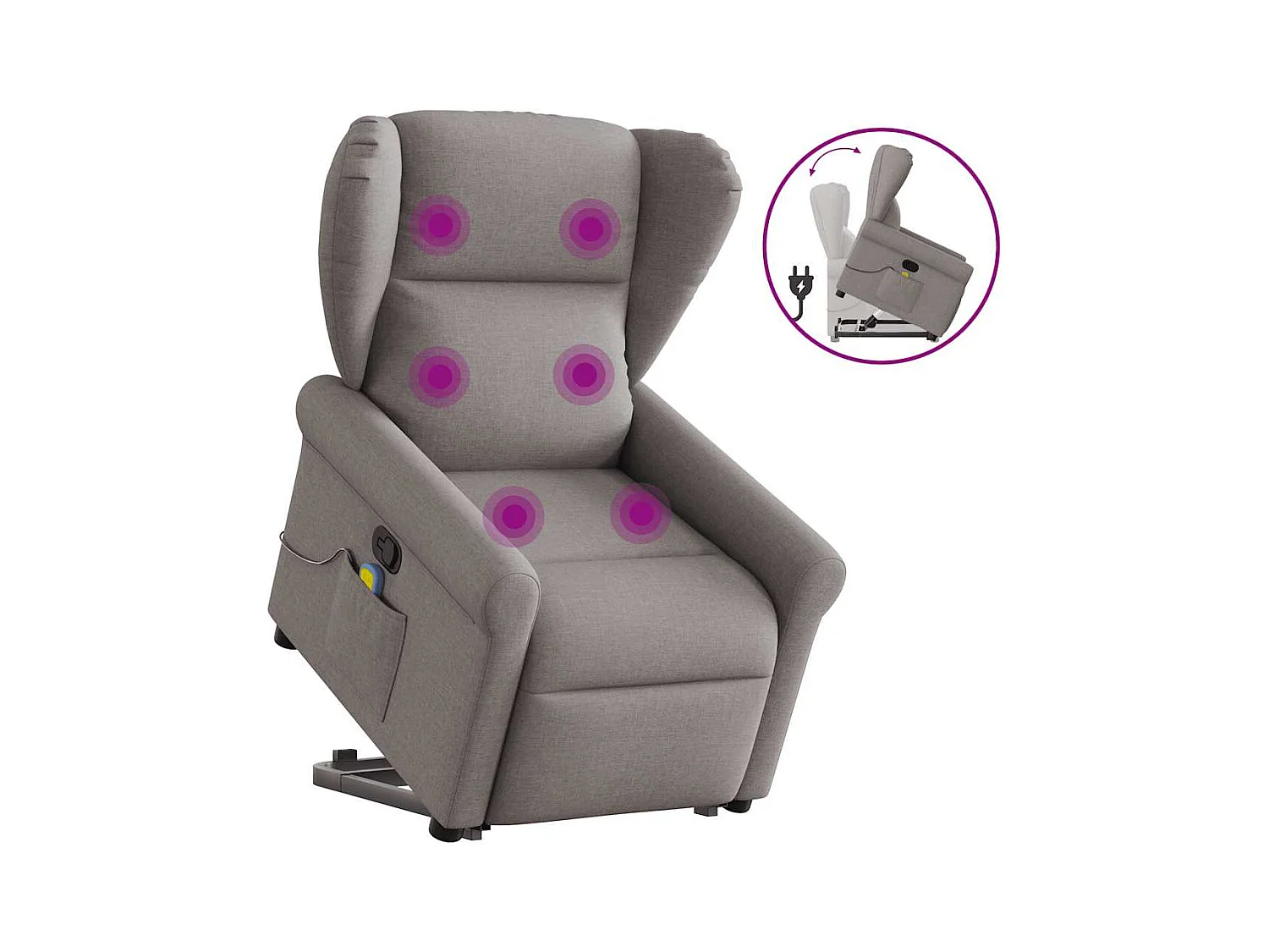 Sillón de relax | Sillón reclinable de masaje elevable tela gris taupé SHL2123