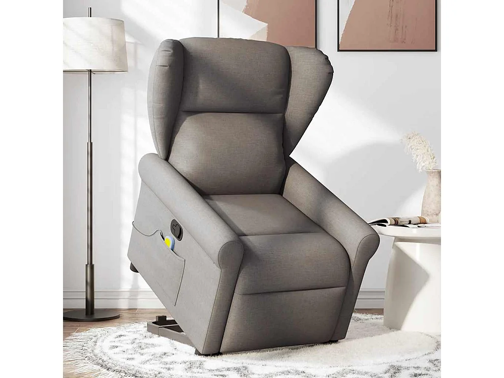Fauteuil inclinable-Chaise de relax-Fauteuil de Massage Taupe Tissu SHL1152