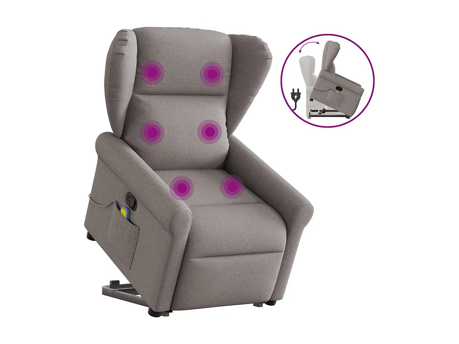 Fauteuil inclinable-Chaise de relax-Fauteuil de Massage Taupe Tissu SHL1152