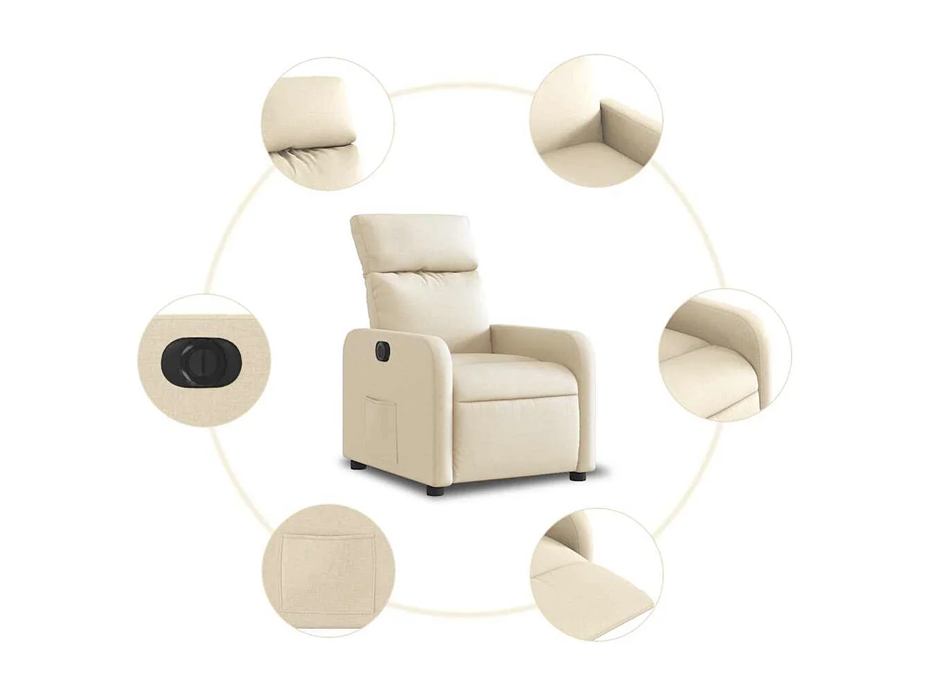 Sillón de relax | Silla | Sillón reclinable eléctrico de tela crema SHL8492