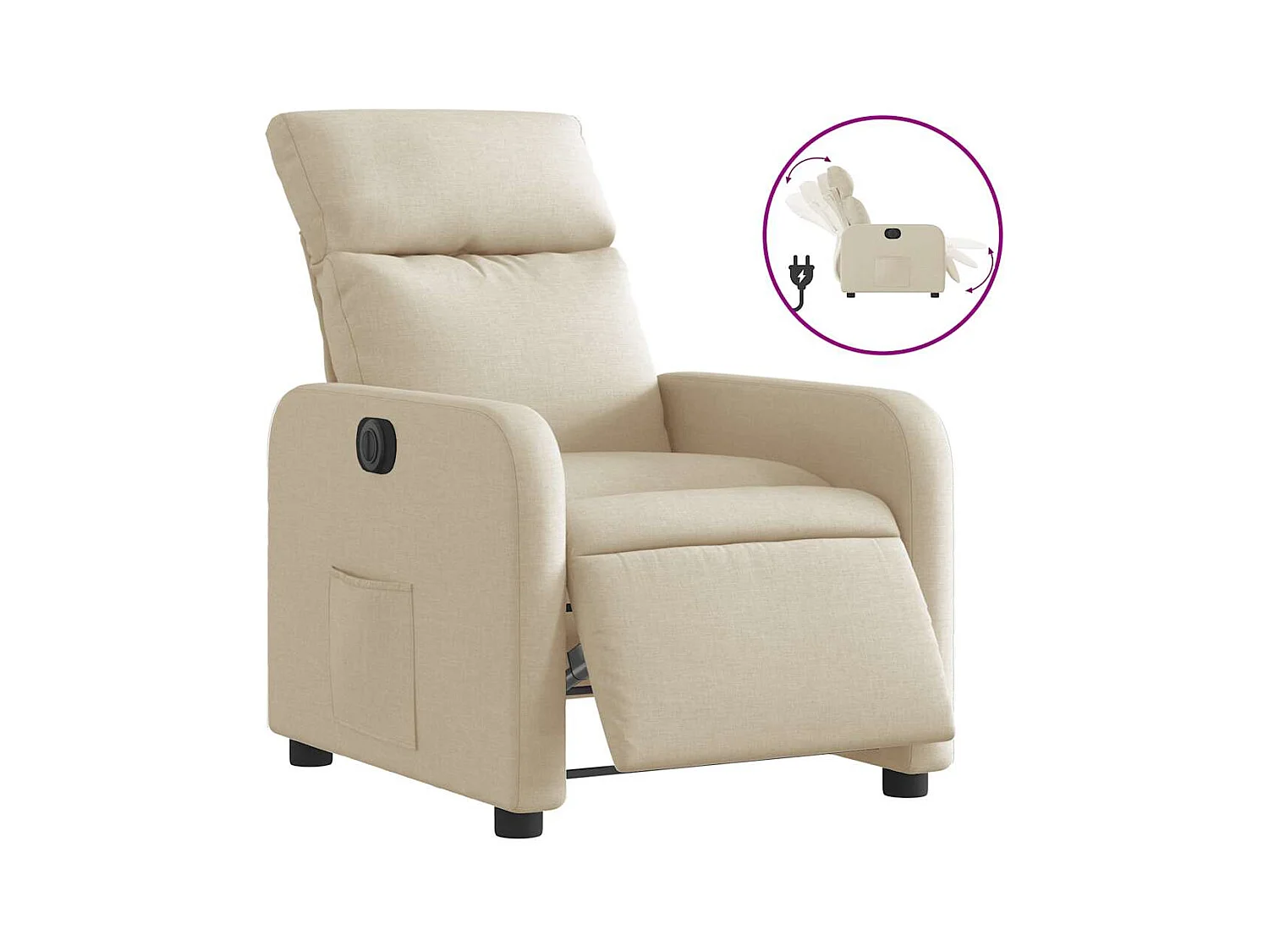 Fauteuil inclinable électrique-Chaise de relax-Fauteuil salon Crème Tissu SHL2773
