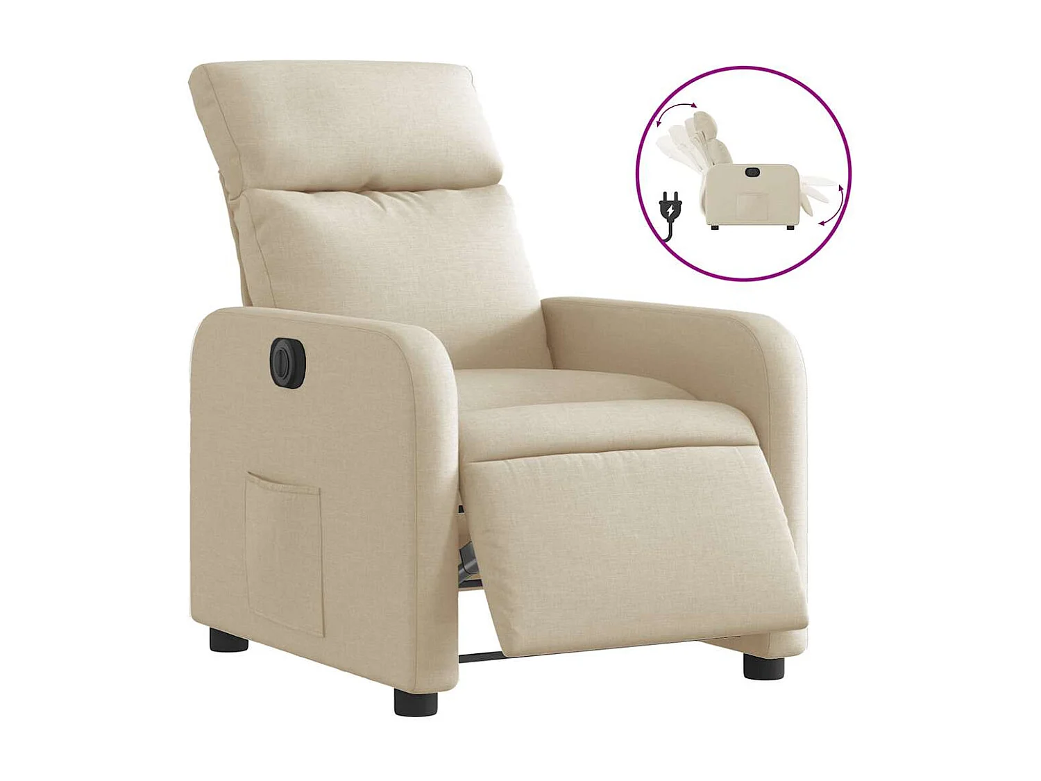 Fauteuil inclinable électrique-Chaise de relax-Fauteuil salon Crème Tissu SHL2773