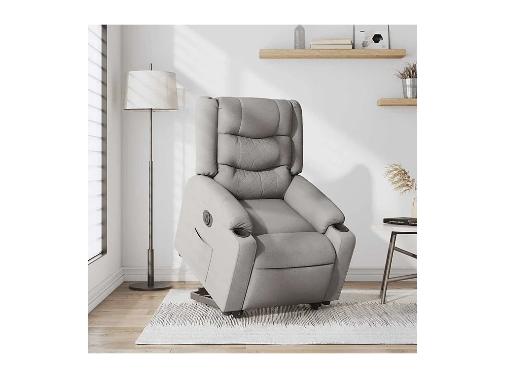 Silla de relax | Sillón eléctrico reclinable elevable de tela gris nube SHL4435