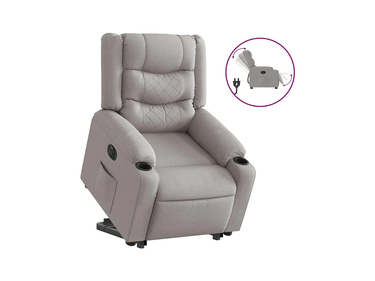 Silla de relax | Sillón eléctrico reclinable elevable de tela gris nube SHL4435