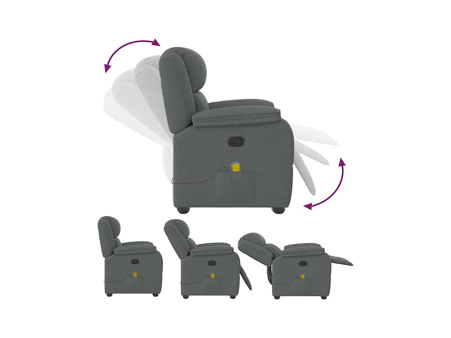 Sillón de salón | Silla | Sillón de masaje reclinable de tela gris oscuro SHL2999